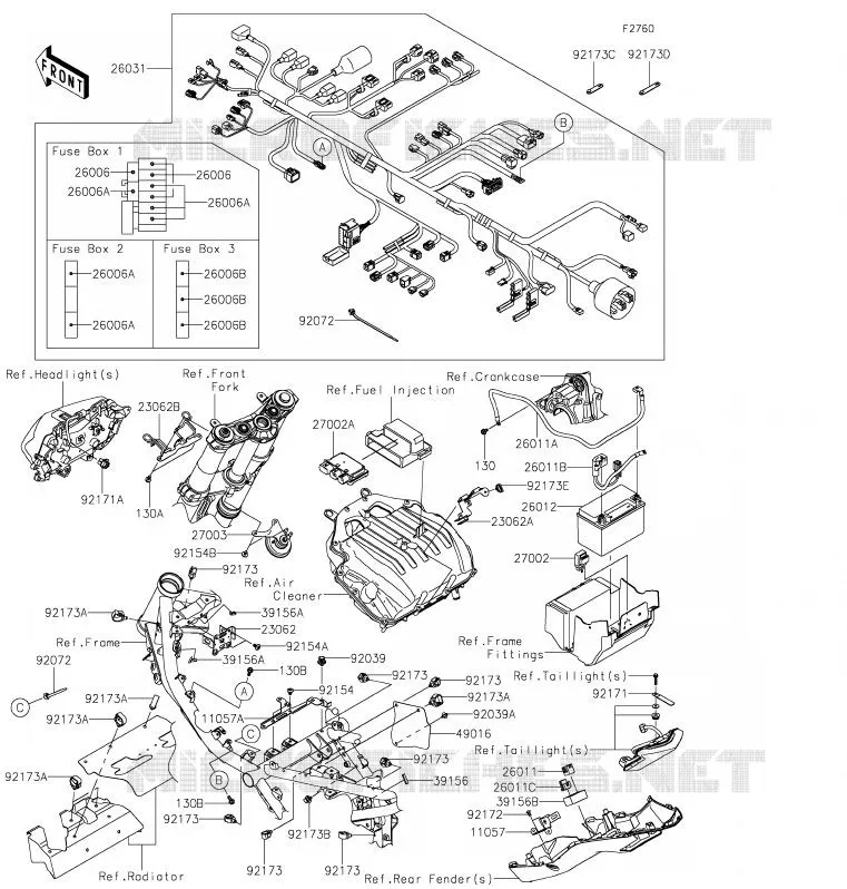 CHASSIS EQUIPMENT ELECTRIQUE Kawasaki MOTOS 900 2020 Z900  ZR900HLF
