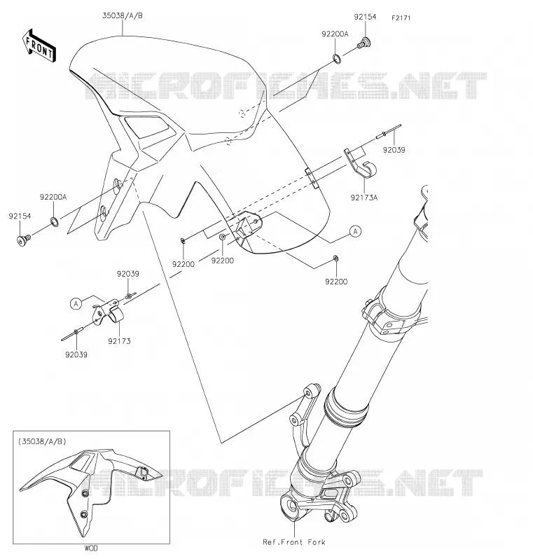 GARDE BOUE AVANT Kawasaki MOTOS 900 2020 Z900  ZR900HLF