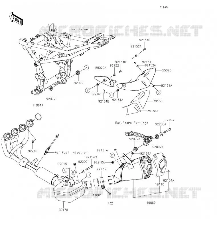 &Eacute;CHAPPEMENT Kawasaki MOTOS 900 2020 Z900  ZR900HLF