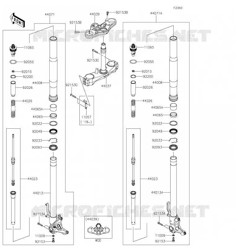 FOURCHE Kawasaki MOTOS 1000 2020 NINJA H2 SX  ZX1002ALF