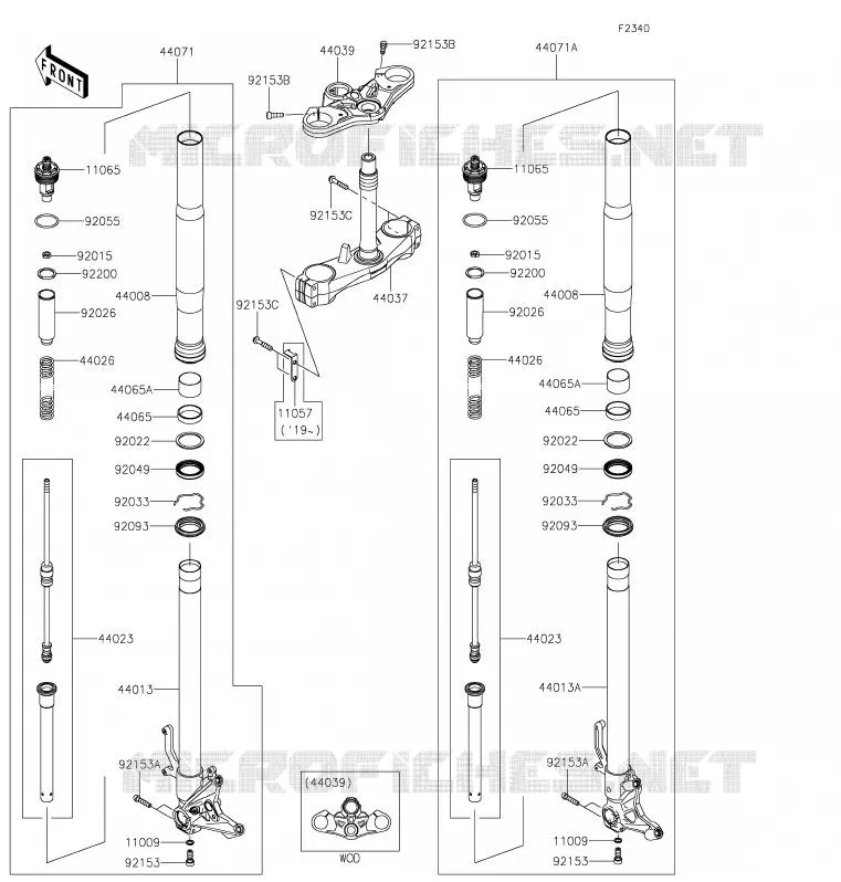 FOURCHE Kawasaki MOTOS 1000 2020 NINJA H2 SX SE  ZX1002BLF