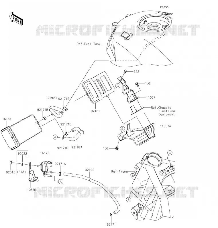 SYSTEME D'EVAPORATION CARBURANT Kawasaki MOTOS 1000 2020 NINJA H2 SX SE  ZX1002BLF