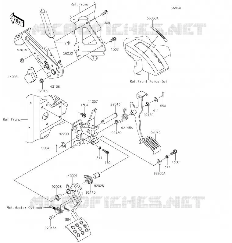 PEDALE DE FREIN/LEVIER ACCELERATEUR Kawasaki SSV 1000 2020 MULE PRO-DXT  KAF1000ALF