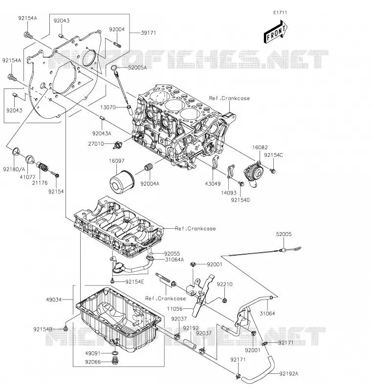 CARTER INF/FILTRE &Agrave; HUILE Kawasaki SSV 1000 2020 MULE PRO-DX  KAF1000ELF
