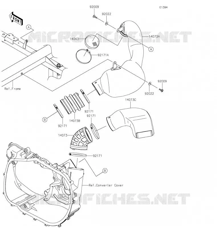 FILTRE A AIR - CONVERTISSEUR Kawasaki SSV 1000 2020 MULE PRO-DX  KAF1000ELF
