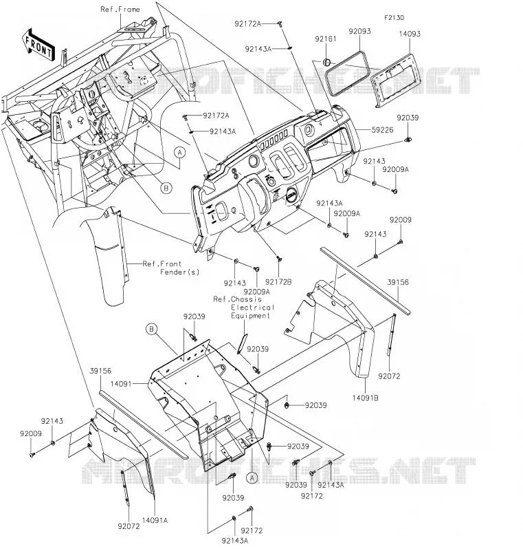 PIECE DE CADRE(AVANT) Kawasaki SSV 400 2020 MULE SX  KAF400JLF
