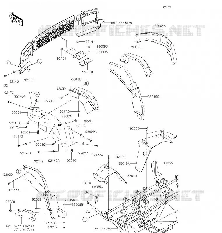 GARDE BOUE AVANT Kawasaki SSV 620 2020 MULE 4000  KAF620PLF