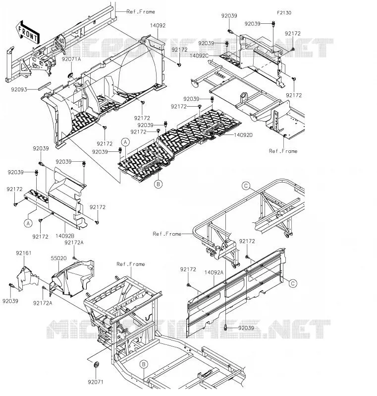PIECE DE CADRE(AVANT) Kawasaki SSV 820 2020 MULE PRO-FX  KAF820ELF