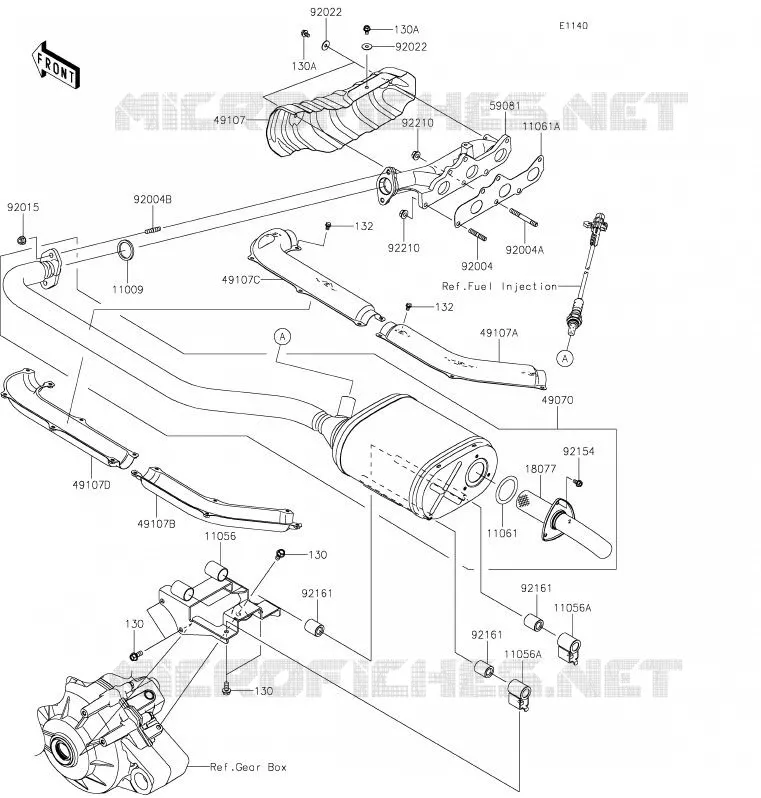 &Eacute;CHAPPEMENT Kawasaki SSV 820 2020 MULE PRO-FX  KAF820FLF