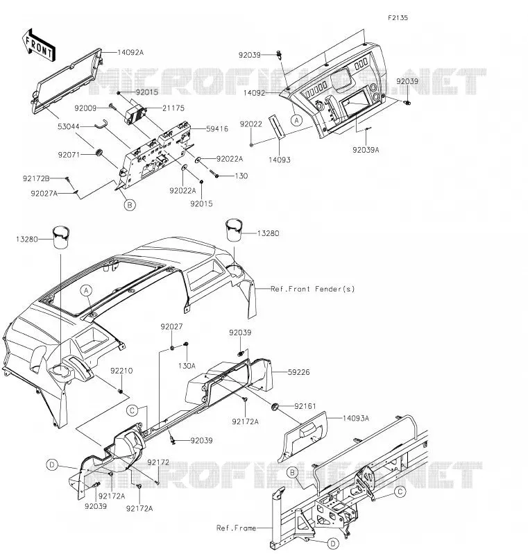 BOITE AVANT Kawasaki SSV 820 2020 MULE PRO-FX  KAF820FLF