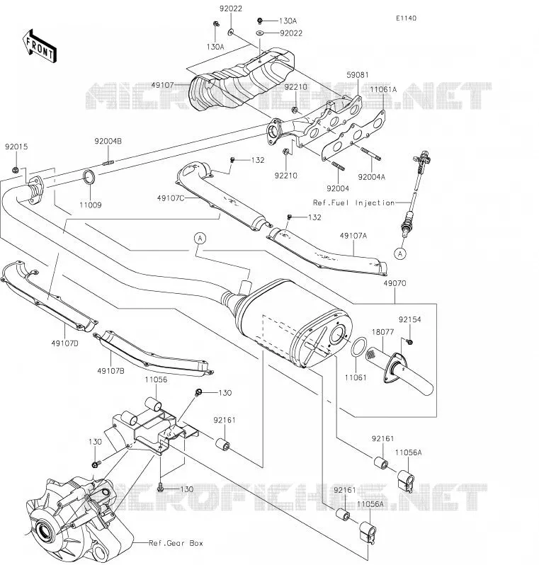&Eacute;CHAPPEMENT Kawasaki SSV 820 2020 MULE PRO-FXT  KAF820JLF