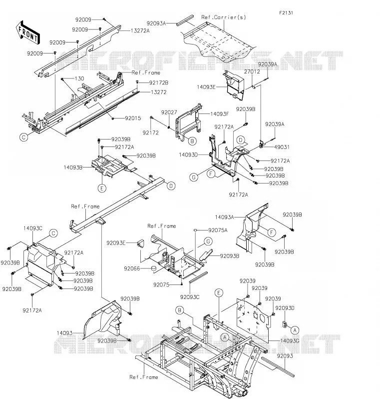 PIECE DE CADRE(ARRI&Egrave;RE) Kawasaki SSV 820 2020 MULE PRO-FXR  KAF820KLF