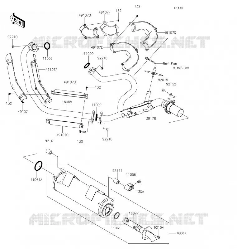 &Eacute;CHAPPEMENT Kawasaki SSV 800 2020 TERYX  KRF800GLF