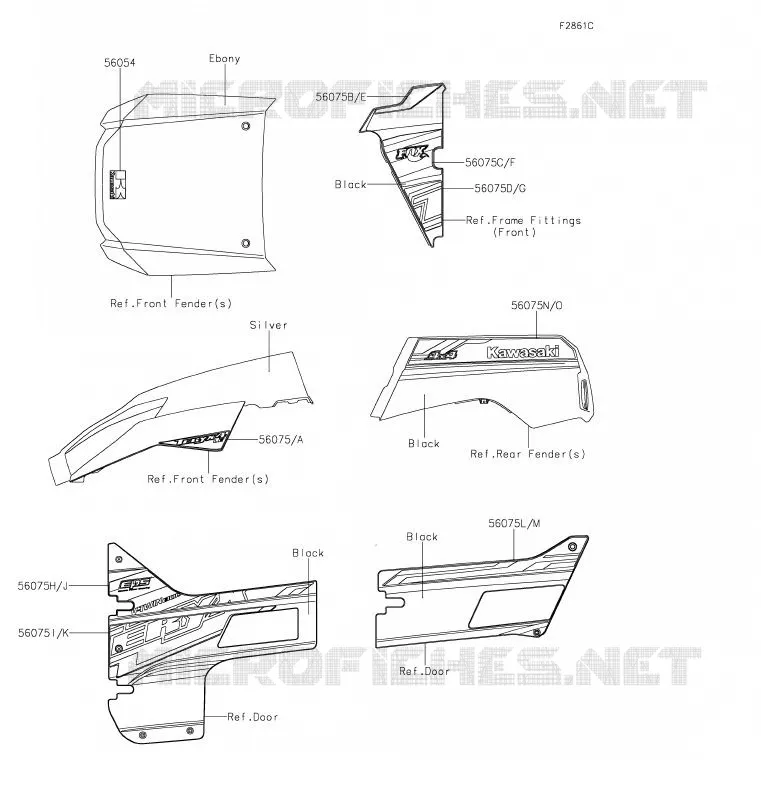 DECALS(SILVER) Kawasaki SSV 800 2020 TERYX4  KRT800GLF