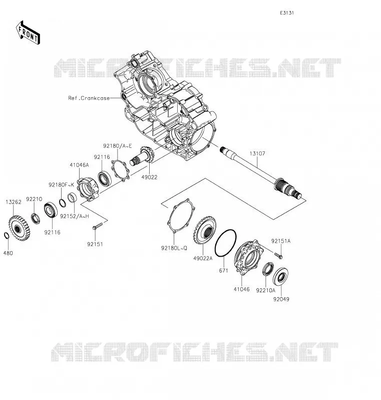 PIGNON CONIQUE AVANT Kawasaki SSV 800 2020 TERYX4  KRT800GLFA