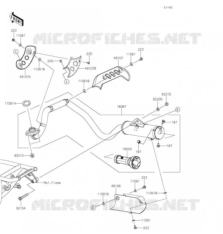 &Eacute;CHAPPEMENT Kawasaki TOUT-TERRAIN 110 2020 KLX110L  KLX110DLF