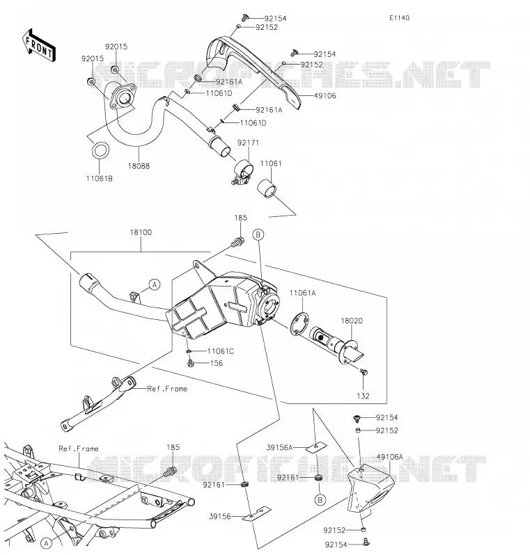 &Eacute;CHAPPEMENT Kawasaki TOUT-TERRAIN 140 2020 KLX140  KLX140ALF