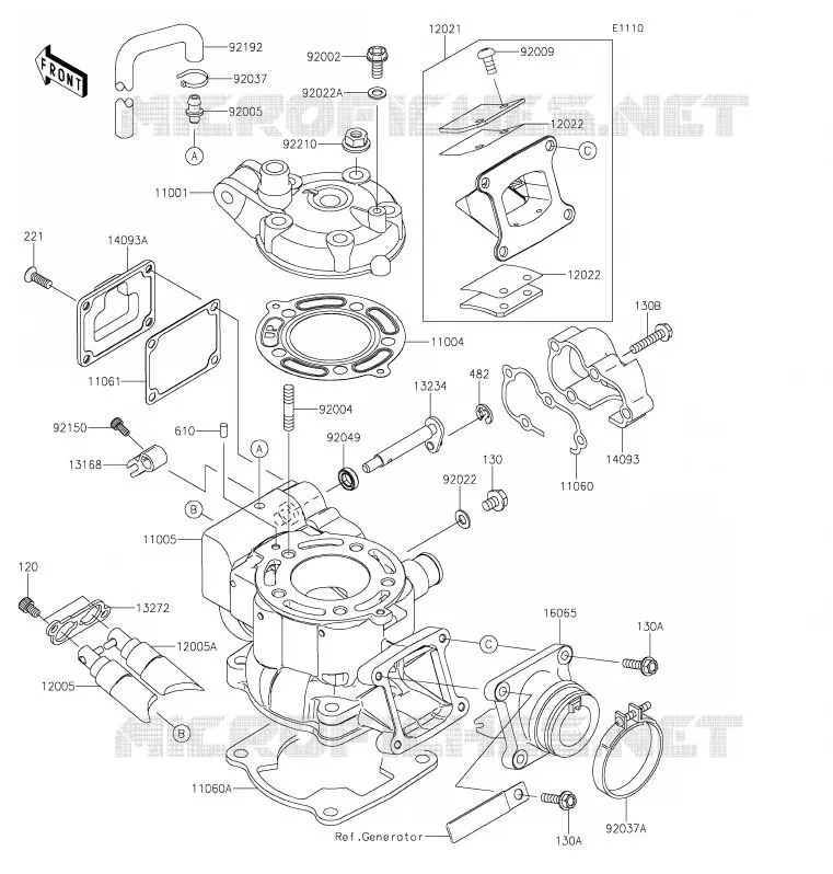 CULASSE/CYLINDRE Kawasaki TOUT-TERRAIN 100 2020 KX100  KX100FLF