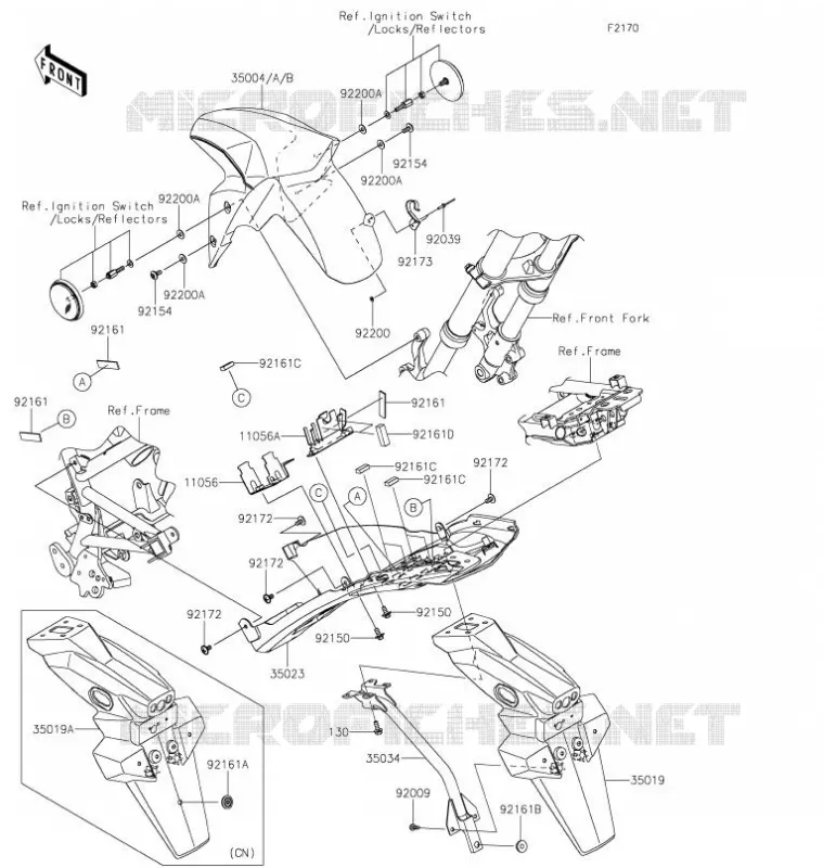 GARDES BOUE Kawasaki MOTOS 125 2021 Z125 PRO  BR125JMFNN