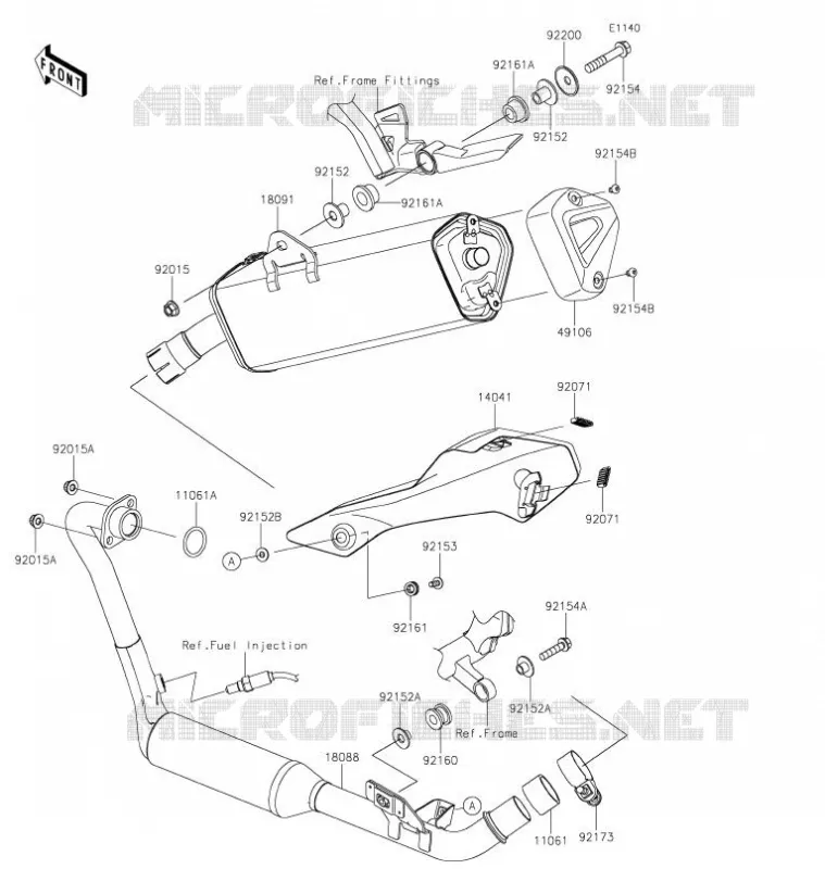 &Eacute;CHAPPEMENT Kawasaki MOTOS 125 2021 Z125  BR125LMFNN