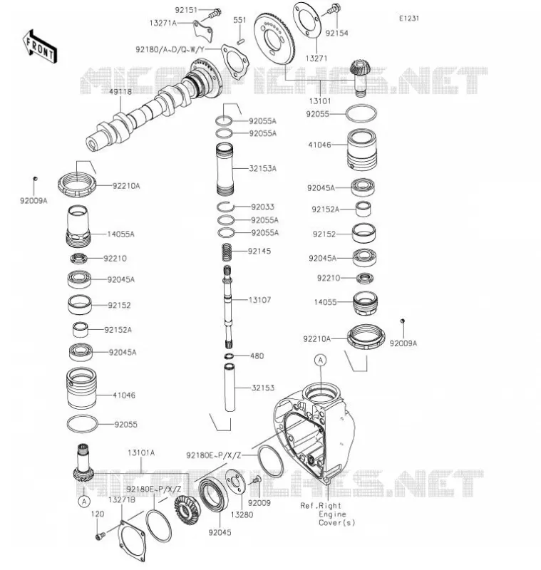 ARBRE A CAME/PIGNON Kawasaki MOTOS 800 2021 W800 STREET  EJ800FMFNN