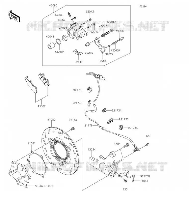 FREIN ARRIERE Kawasaki MOTOS 800 2021 W800 STREET  EJ800FMFNN