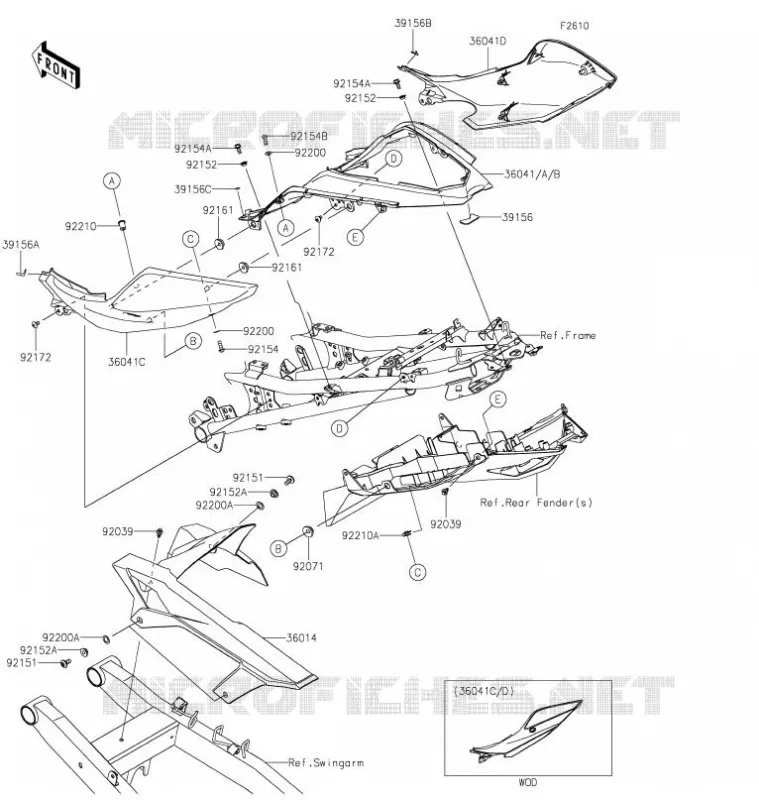 COUVERCLES LATERAUX - CHAINE Kawasaki MOTOS 400 2021 Z400  ER400DMFNN