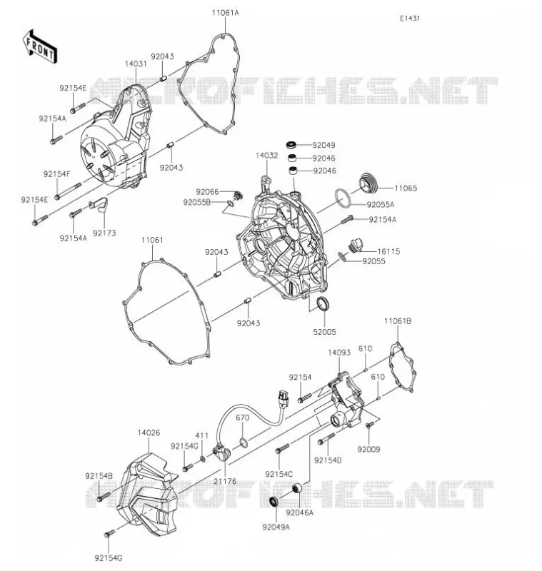 COUVERCLES MOTEUR Kawasaki MOTOS 650 2021 Z650  ER650KMFAL
