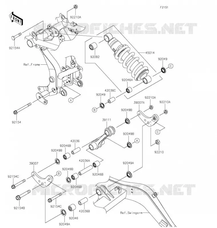 SUSPENSION/AMORTISSEUR Kawasaki MOTOS 650 2021 Z650  ER650KMFAL