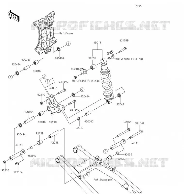 SUSPENSION/AMORTISSEUR Kawasaki MOTOS 400 2020 NINJA 400  EX400GLFB