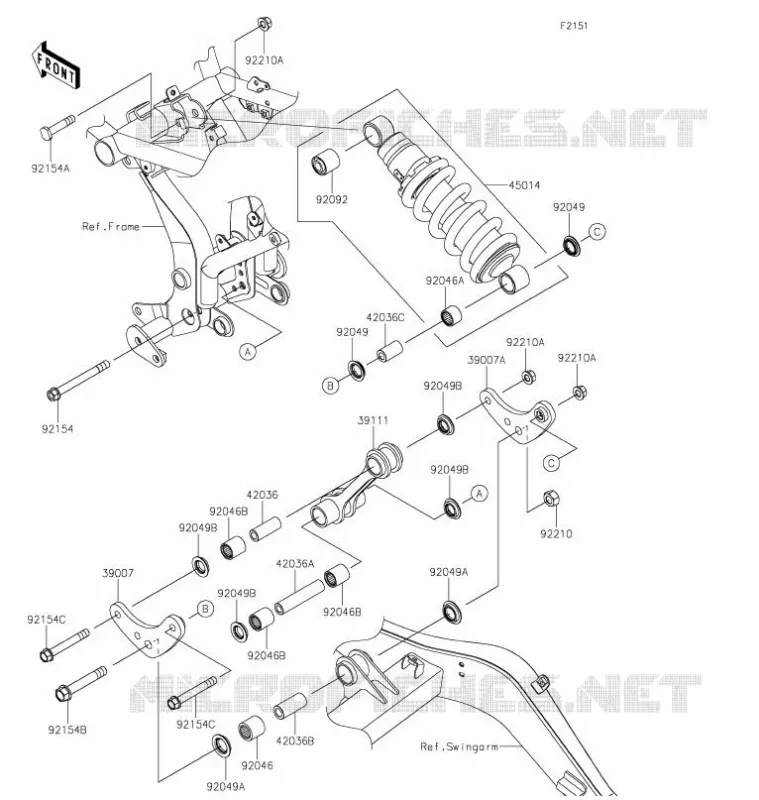 SUSPENSION/AMORTISSEUR Kawasaki MOTOS 650 2021 NINJA 650  EX650MMFAL