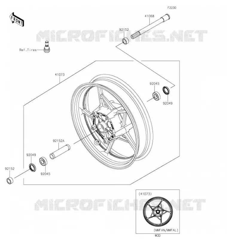 ROUE AVANT Kawasaki MOTOS 650 2021 NINJA 650  EX650MMFAL