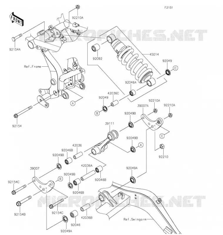 SUSPENSION/AMORTISSEUR Kawasaki MOTOS 650 2021 NINJA 650  EX650MMFAL
