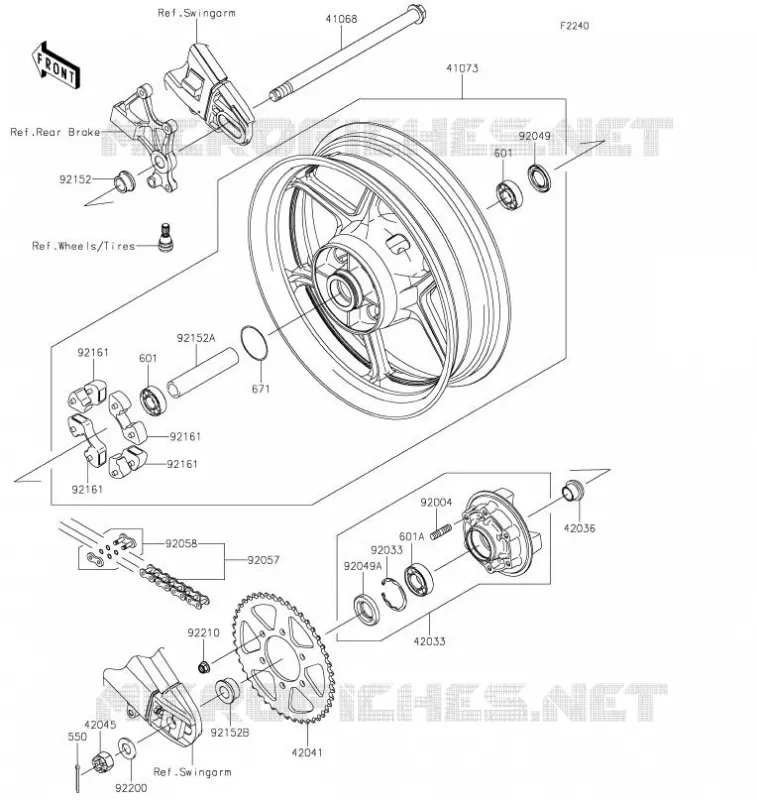 MOYEU ARRIERE Kawasaki MOTOS 650 2021 VERSYS 650  KLE650FMFNL
