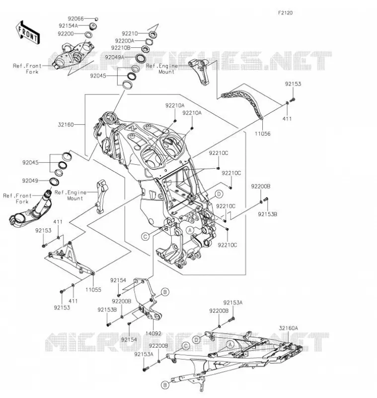 CADRE Kawasaki MOTOS 1400 2021 GTR1400  ZG1400EMFNN
