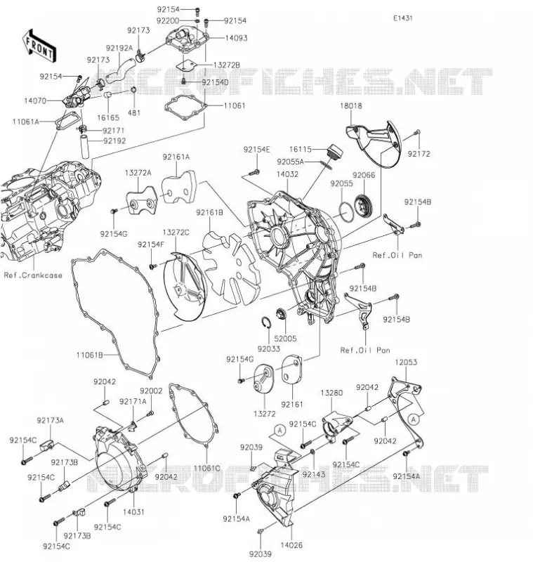 COUVERCLES MOTEUR Kawasaki MOTOS 1000 2020 Z H2  ZR1000KLFB