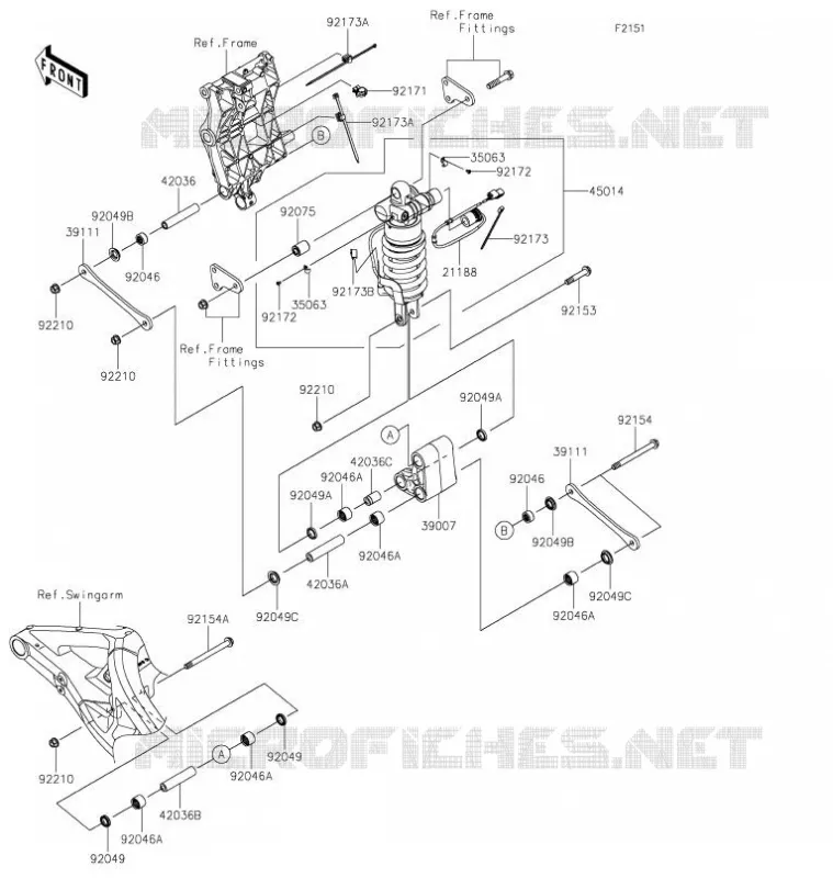 SUSPENSION/AMORTISSEUR Kawasaki MOTOS 1000 2021 Z H2 SE  ZR1000LMFNN