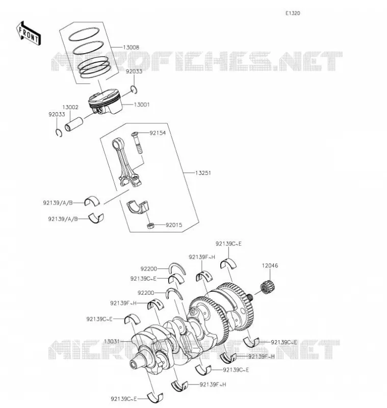 VILEBREQUIN/PISTON Kawasaki MOTOS 1000 2021 Z H2 SE  ZR1000LMFNN