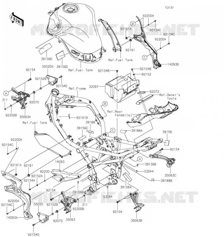 PIECE DE CADRE (COUVERTURE) Kawasaki MOTOS 900 2021 Z900  ZR900FMFNL
