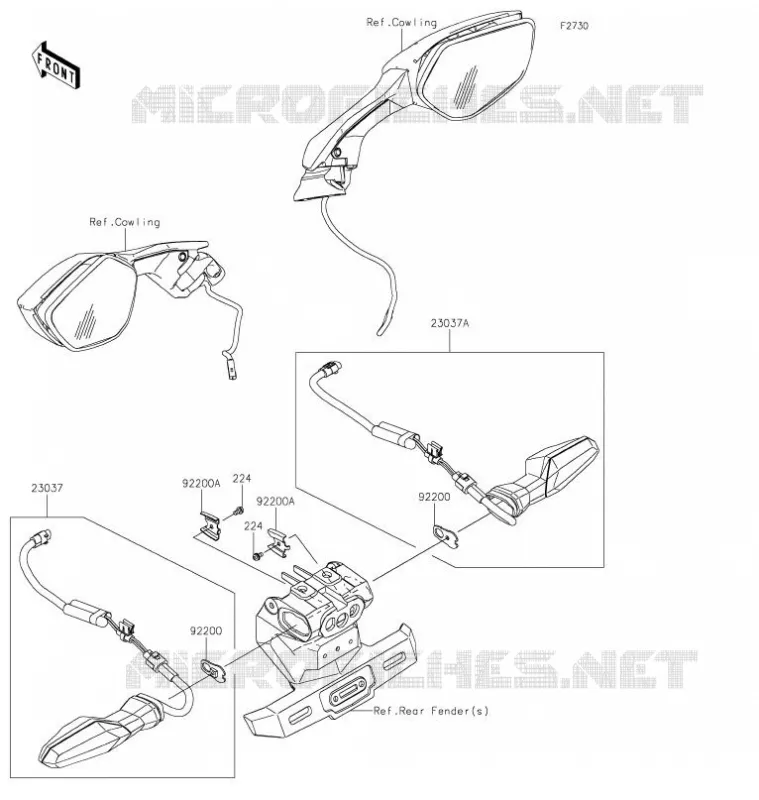 CLIGNOTANTS Kawasaki MOTOS 1000 2021 NINJA H2 SX SE PLUS  ZX1002DMFNN