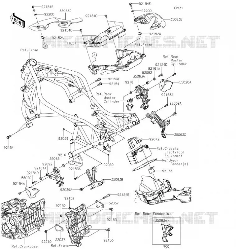 PIECE DE CADRE (COUVERTURE) Kawasaki MOTOS 1000 2021 NINJA H2 SX SE PLUS  ZX1002DMFNN