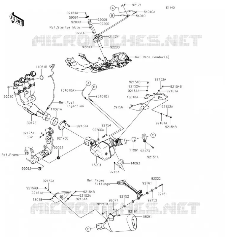 &Eacute;CHAPPEMENT Kawasaki MOTOS 1000 2021 NINJA ZX-10R  ZX1002LMFAN