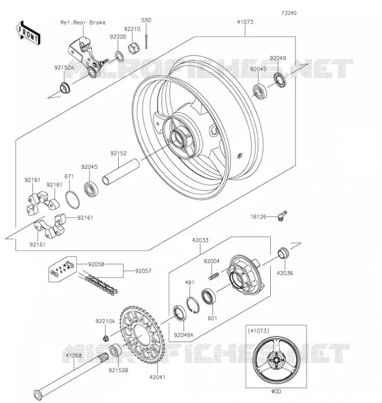ROUE ARRI&Egrave;RE/CHAINE Kawasaki MOTOS 1000 2021 NINJA ZX-10R  ZX1002LMFNN