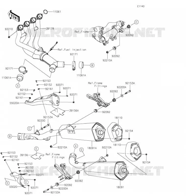 &Eacute;CHAPPEMENT Kawasaki MOTOS 1400 2021 ZZR1400  ZX1400JMFNL