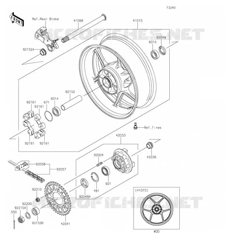 ROUE ARRI&Egrave;RE/CHAINE Kawasaki MOTOS 636 2021 NINJA ZX-6R  ZX636HMFNN