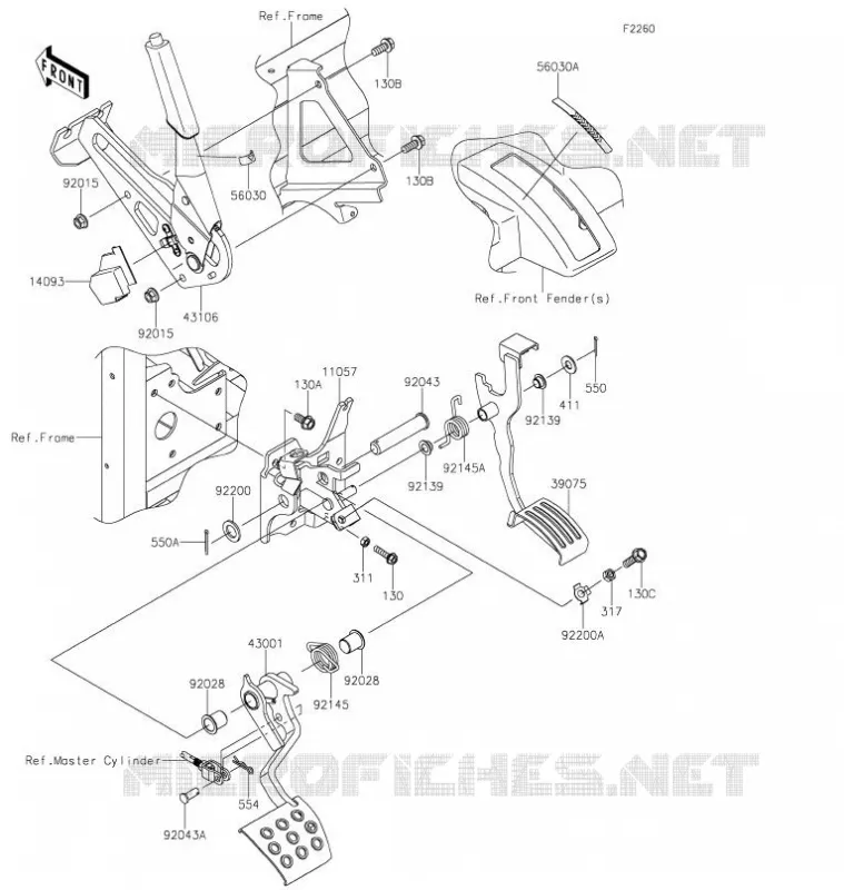 PEDALE DE FREIN/LEVIER ACCELERATEUR Kawasaki SSV 1000 2021 MULE PRO-DXT  KAF1000AMFNN