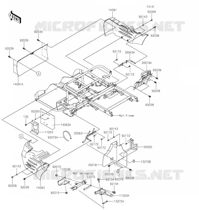 PIECE DE CADRE(ARRI&Egrave;RE) Kawasaki SSV 400 2021 MULE SX 4X4  KAF400WMFNN