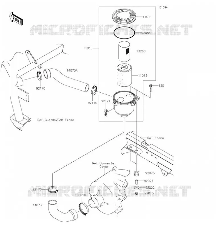 FILTRE A AIR - CONVERTISSEUR Kawasaki SSV 620 2021 MULE 4010 4X4  KAF620MMFNN