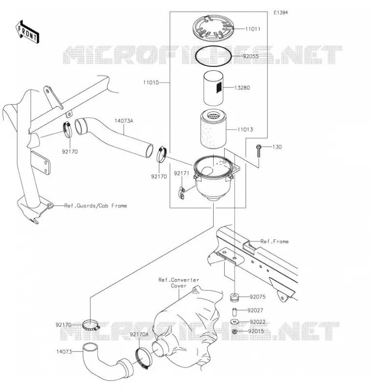 FILTRE A AIR - CONVERTISSEUR Kawasaki SSV 620 2021 MULE 4000  KAF620PMFNN