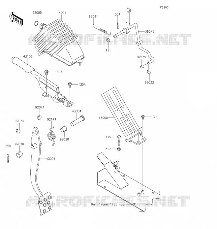 PEDALE DE FREIN/LEVIER ACCELERATEUR Kawasaki SSV 620 2021 MULE 4010 TRANS 4X4  KAF622AMFNN
